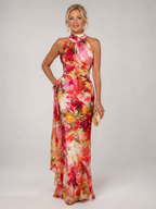 Halter Neck Maxi Dress - Floral Print Elegant Summer Style for Women