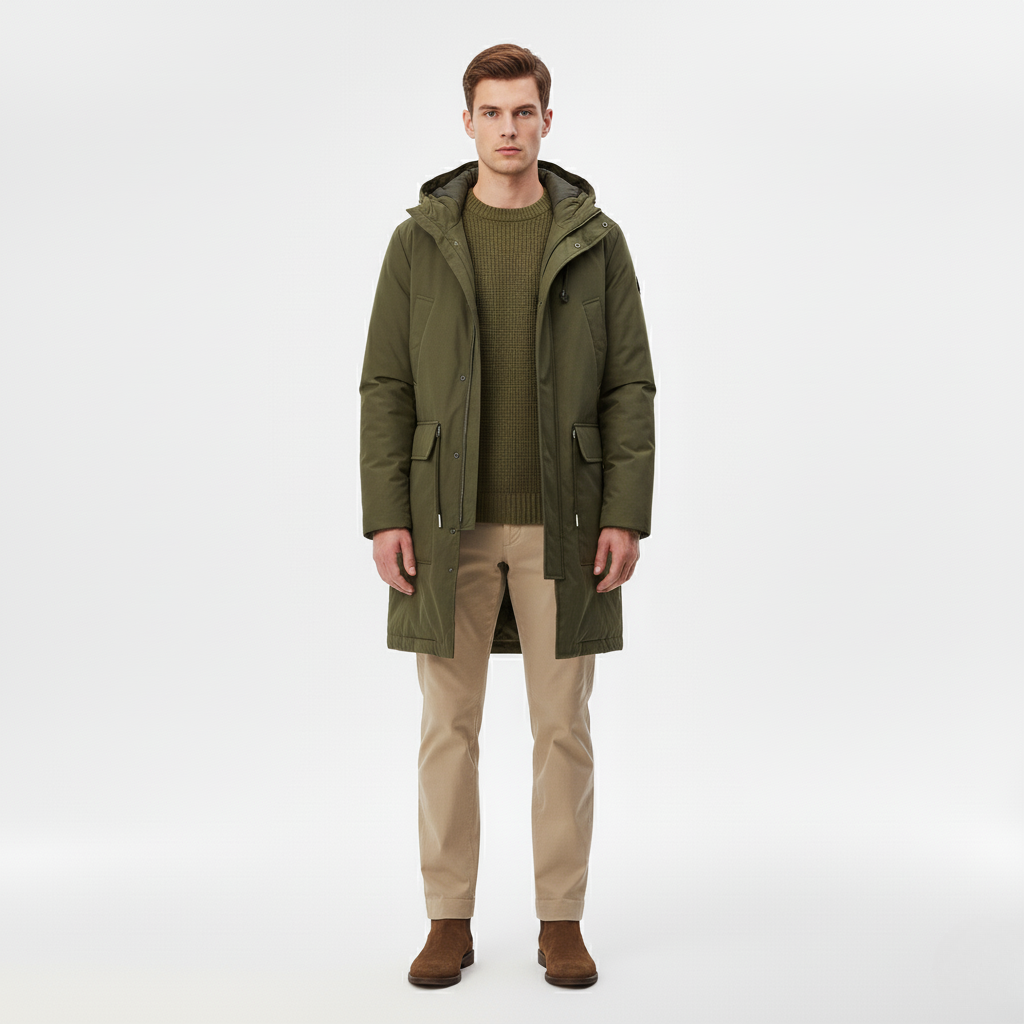 Zimowa Stylizacja z Parką i Swetrem