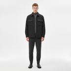 Męska Stylizacja z Ciemnoszarą Koszulą Ocieplaną