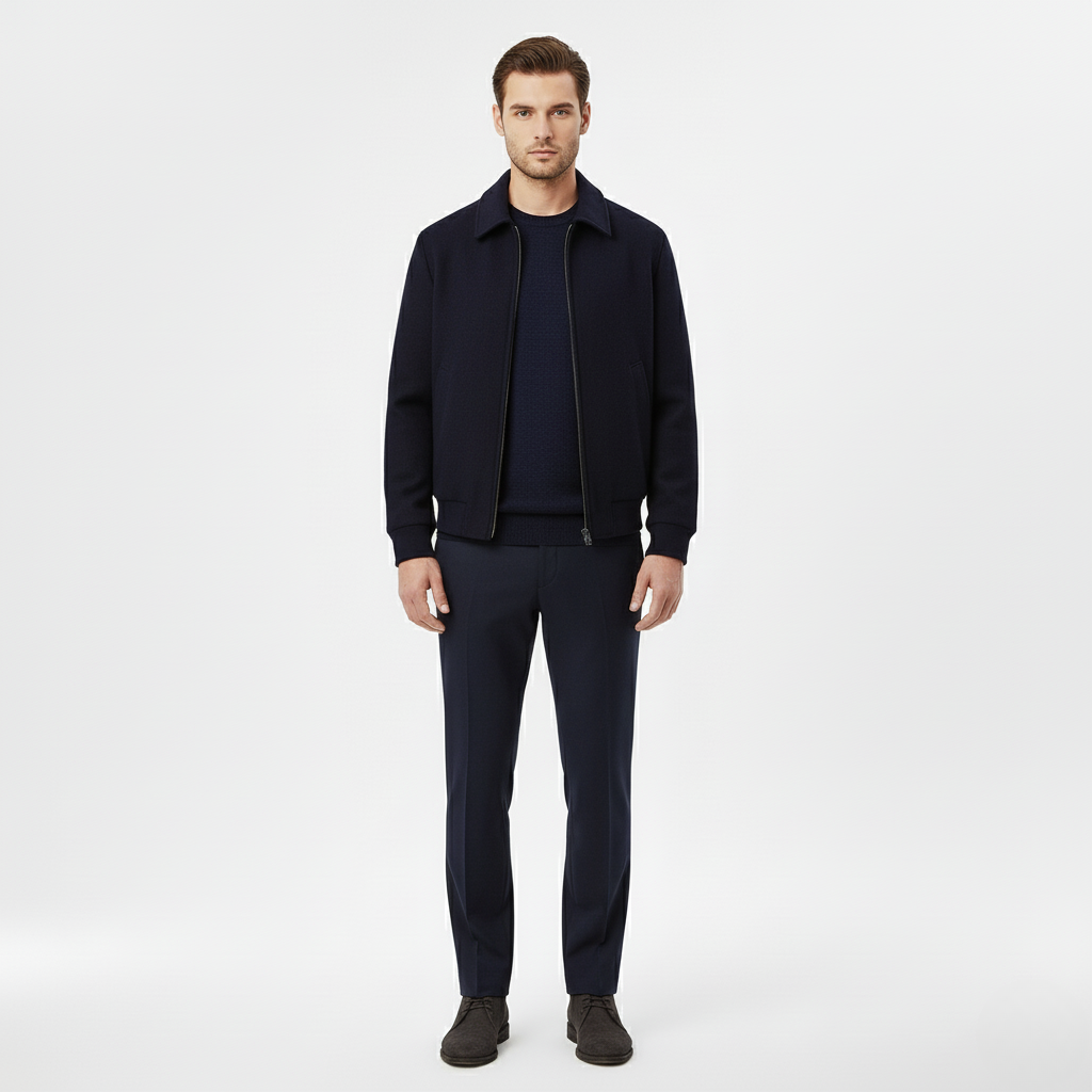 Granatowa Kurtka na Suwak