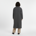 Długi Zimowy Płaszcz z Mieszanki Wełny