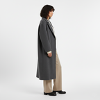 Długi Zimowy Płaszcz z Mieszanki Wełny