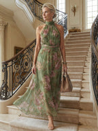 Gathered Halter Midi Dress for Women - Casual Summer Elegant Style