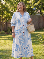 Elegant botanical maxi dress women flowy soft airy comfort