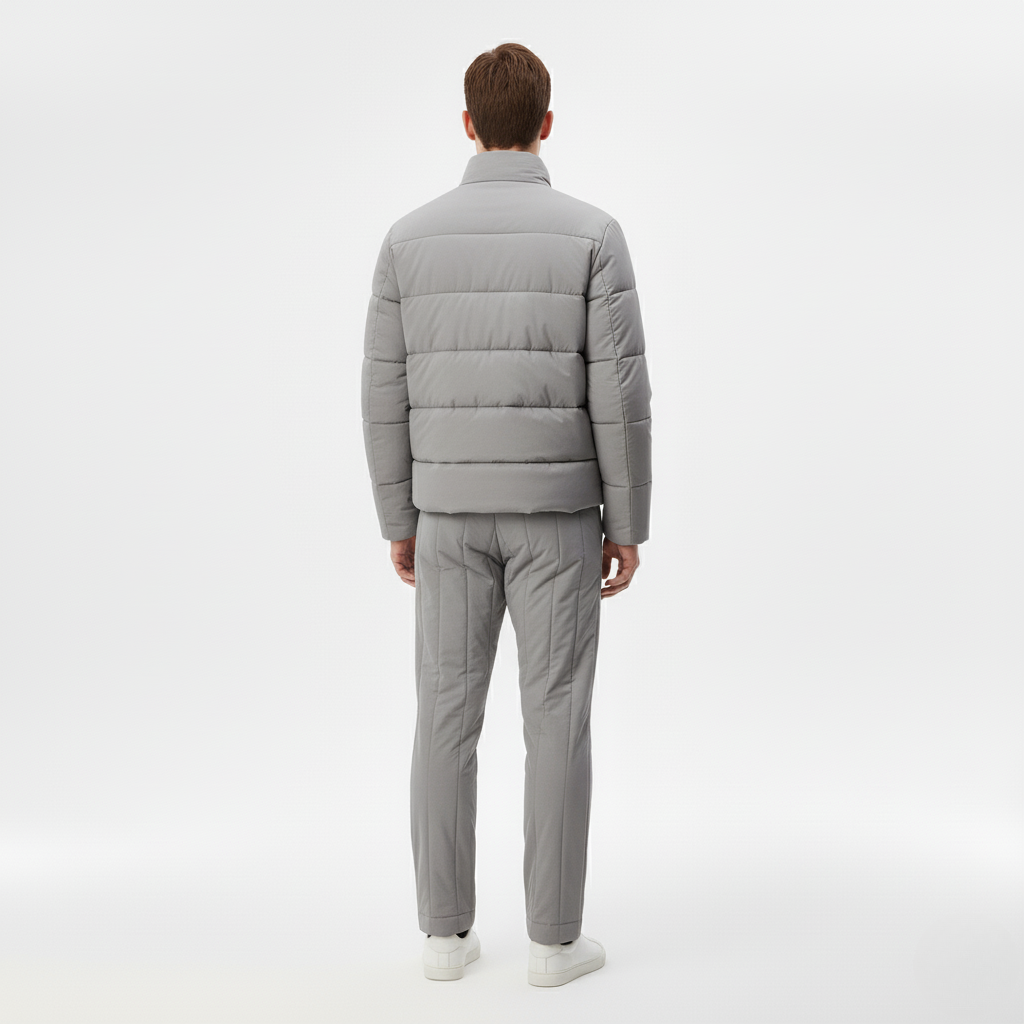 Jasnoszara Pikowana Kurtka Zimowa