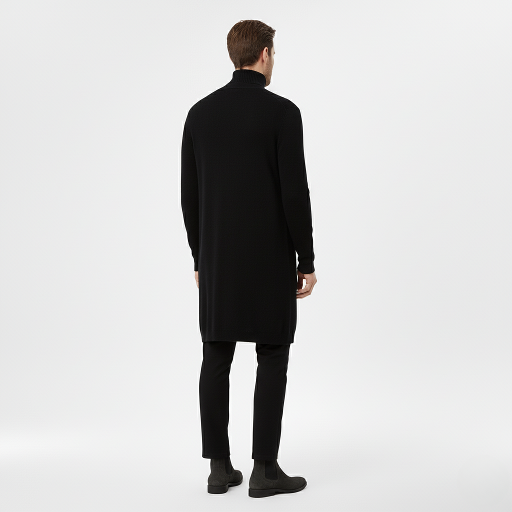 Czarna Stylizacja z Długim Kardiganem