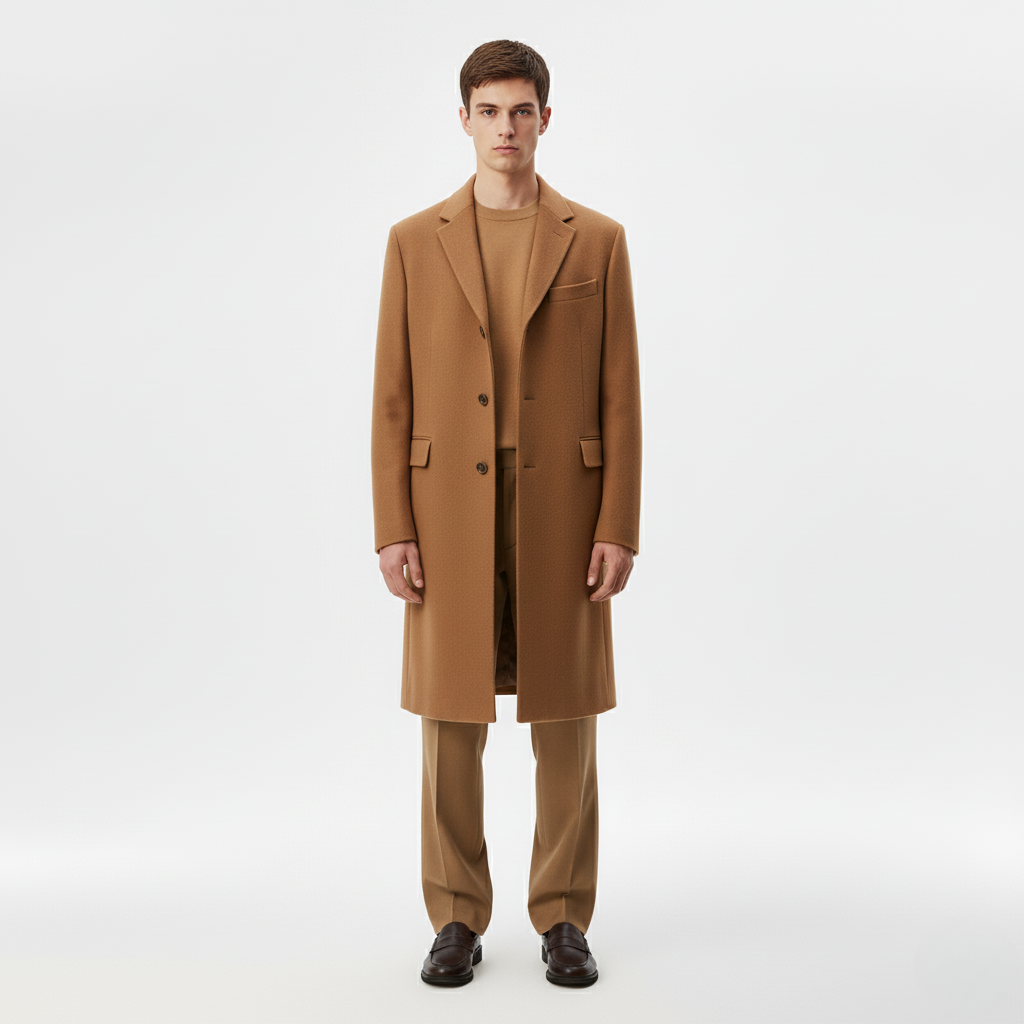 Długi Płaszcz Camelowy
