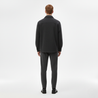 Męska Stylizacja z Ciemnoszarą Koszulą Ocieplaną